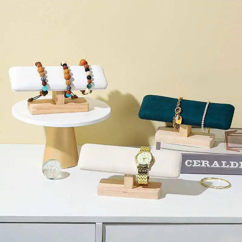 Buste Montre Bois Velours Cuir Vitrine