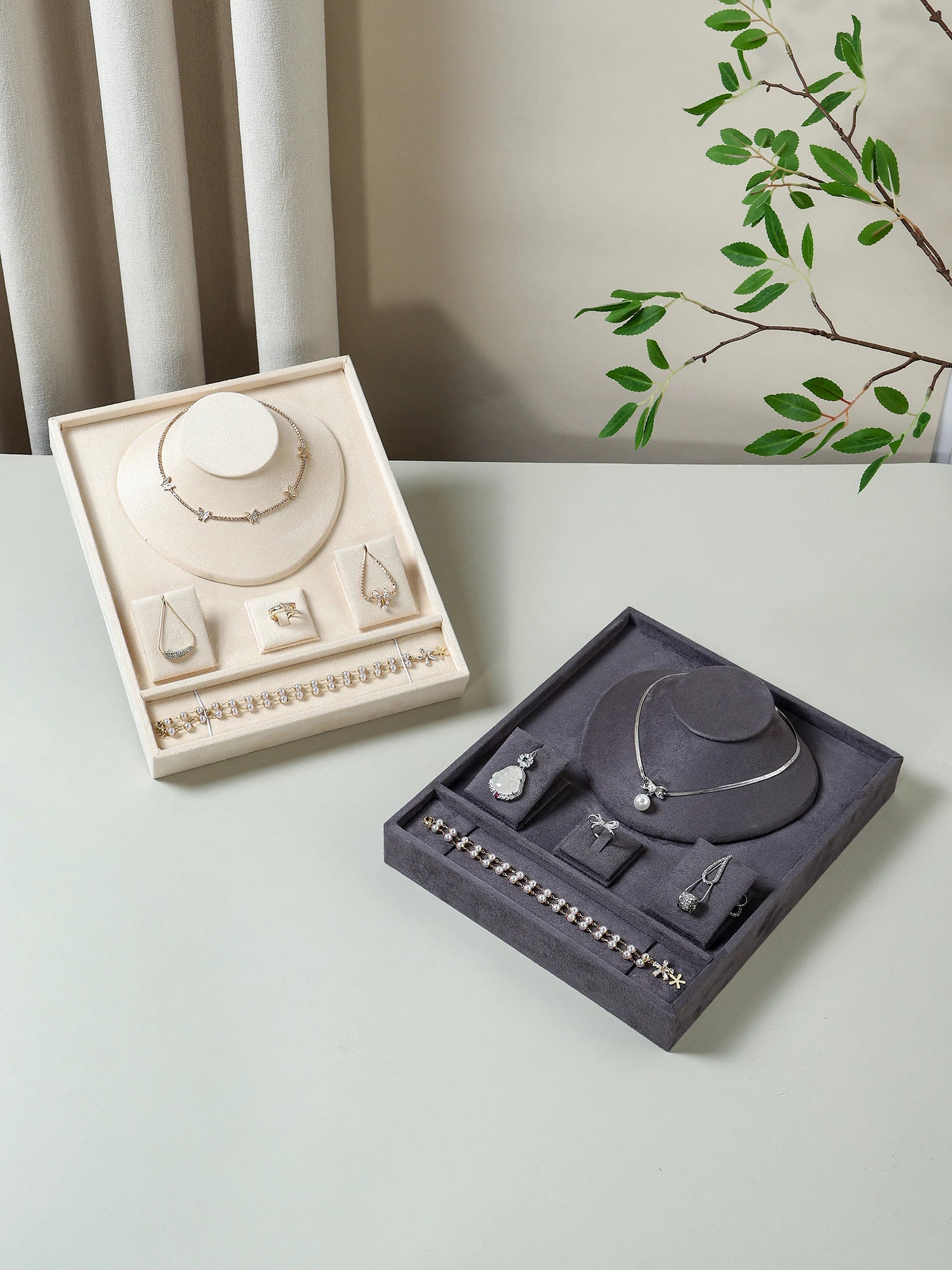 Plateau Bijoux Velours Compartiments Premium