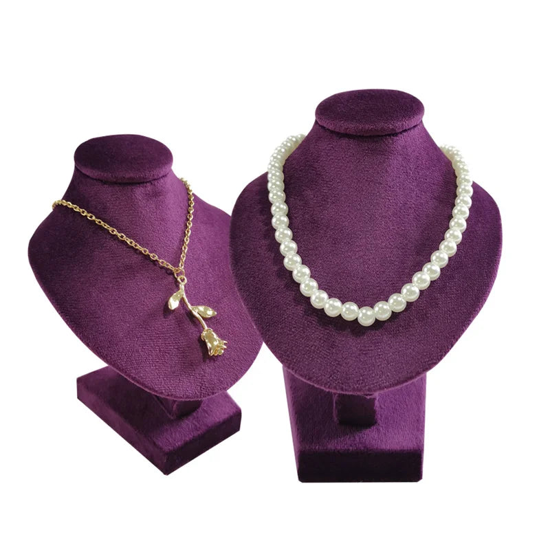 Présentoir Collier Buste Velours Plat Compact