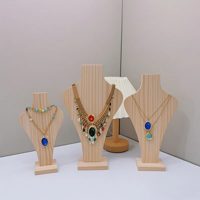 Buste Collier Bois Vase Mannequin Vitrine
