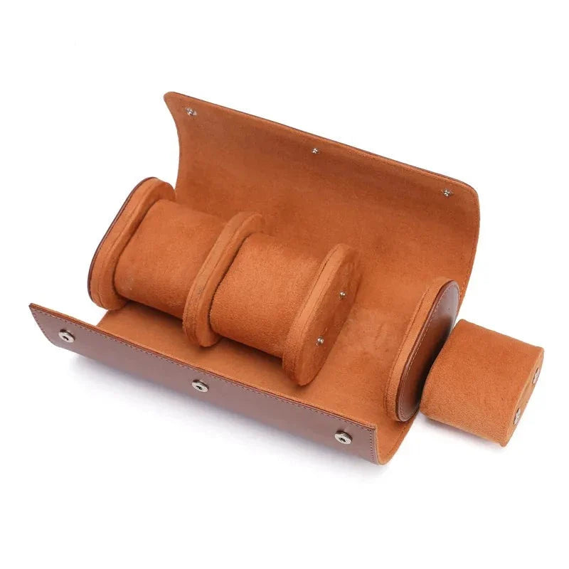 Etui Montre Cuir Lisse Noir Marron Voyage