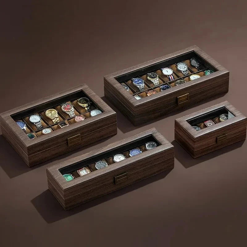 Boîte Montre Cuir Vitrine Verre 3 6 10 Places