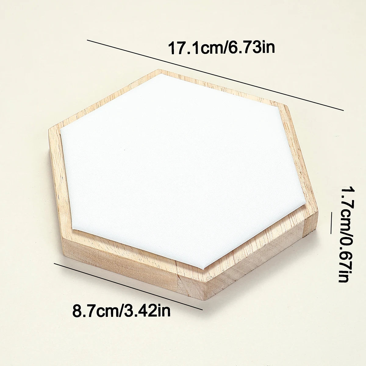Plateau Hexagonal Velours Bois Bagues Accessoires