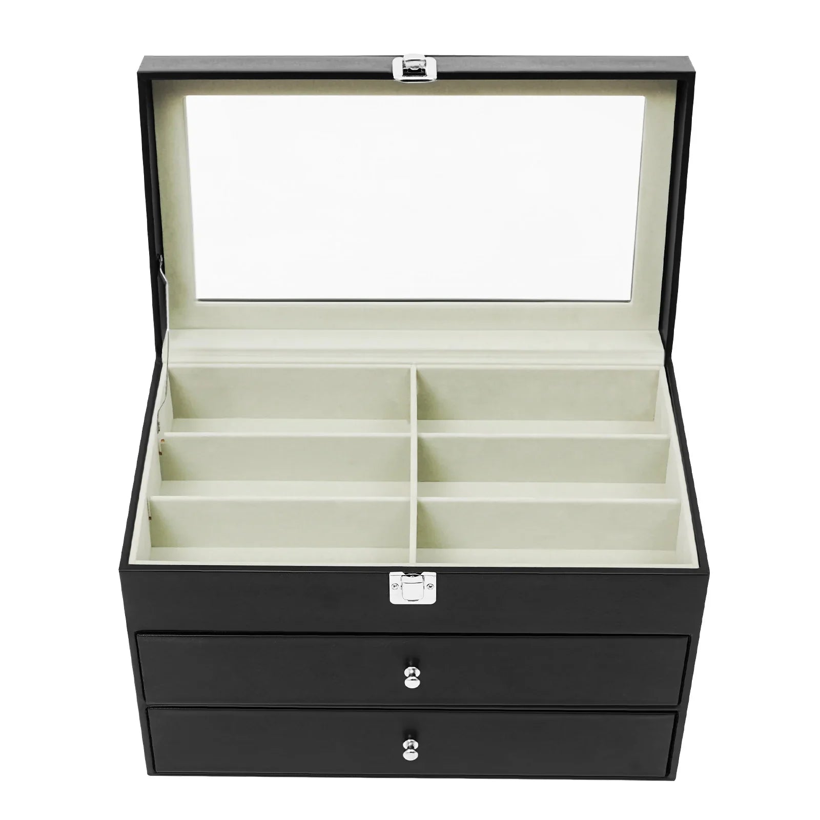 Coffret Montres Cuir Lunettes 3 Niveaux 24 Compartiments
