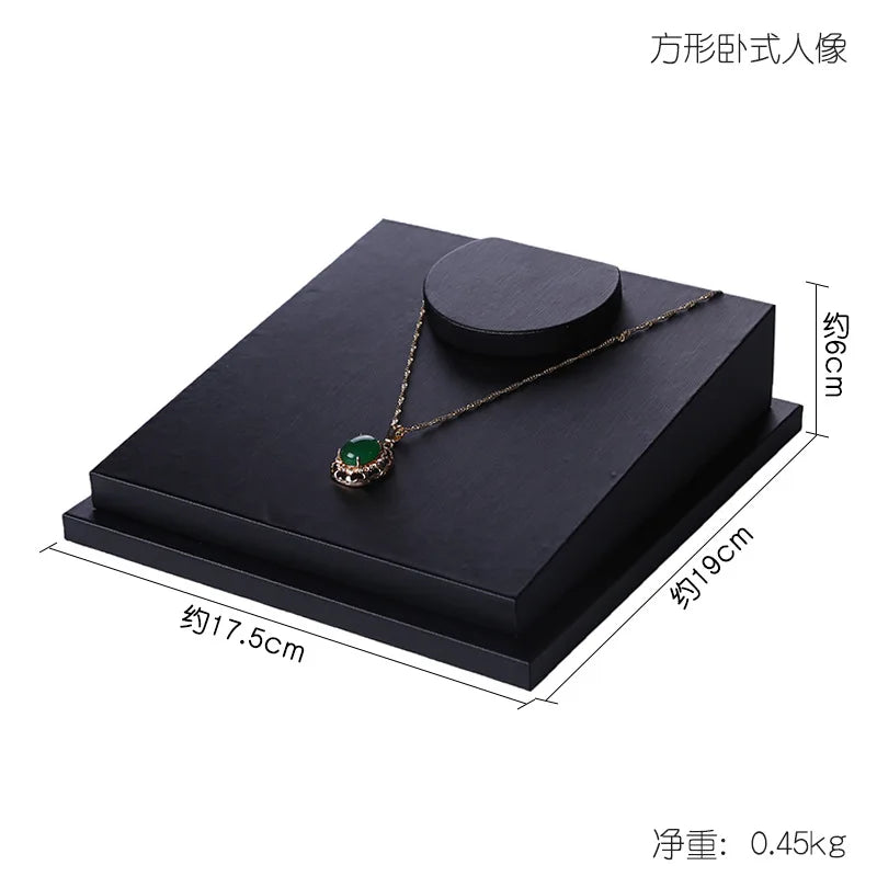 Buste Bijoux Cuir Noir Modulable Vitrine
