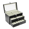 Coffret Montres Cuir Lunettes 3 Niveaux 24 Compartiments