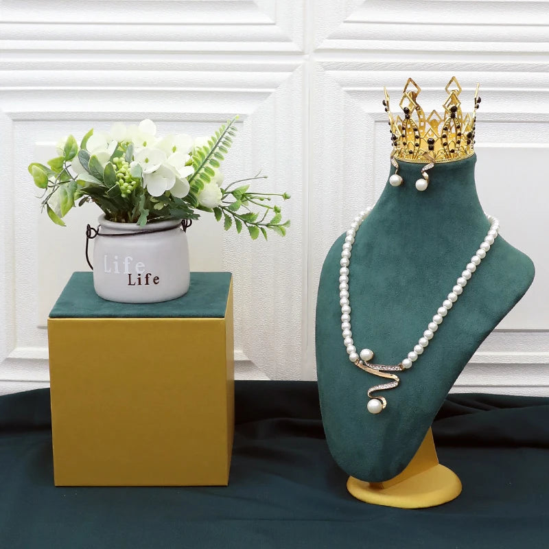Présentoir Bijoux Métal Vert Doré Modulaire
