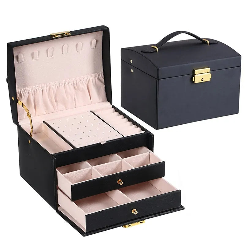 Boite a Bijoux Velours Cuir Coffret Voyage Femme