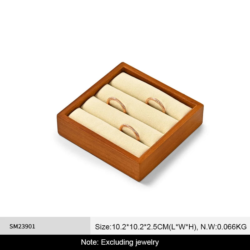 Plateau Bague Bois Velours Bijouterie