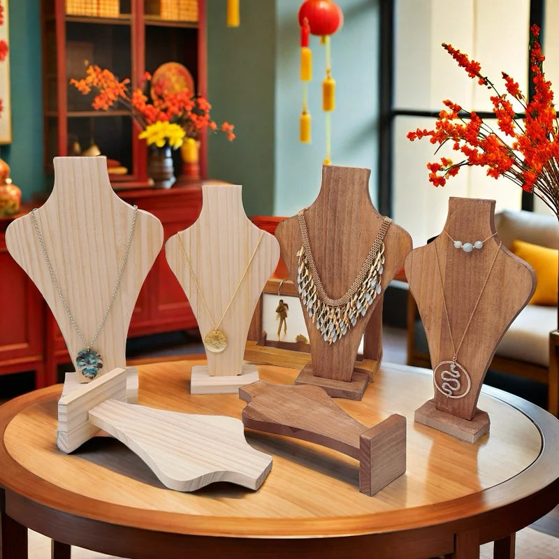 Buste Collier Bois Vase Mannequin Vitrine