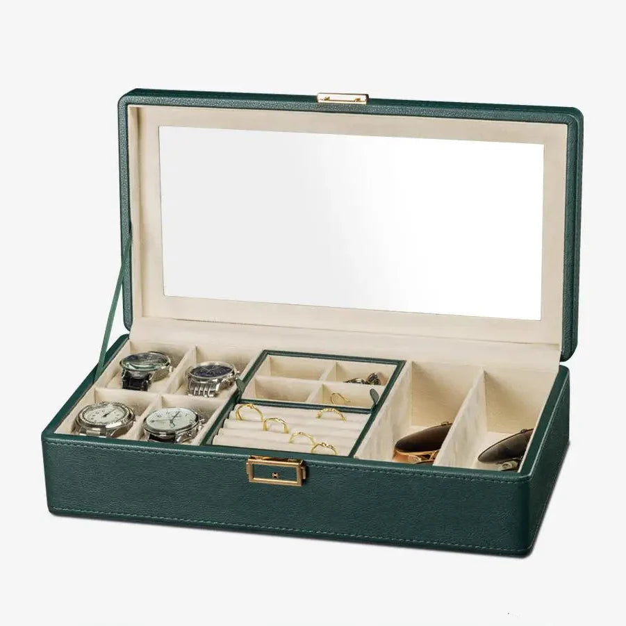 Boîte Montres Cuir Litchi Vitrine Multi-Capacité
