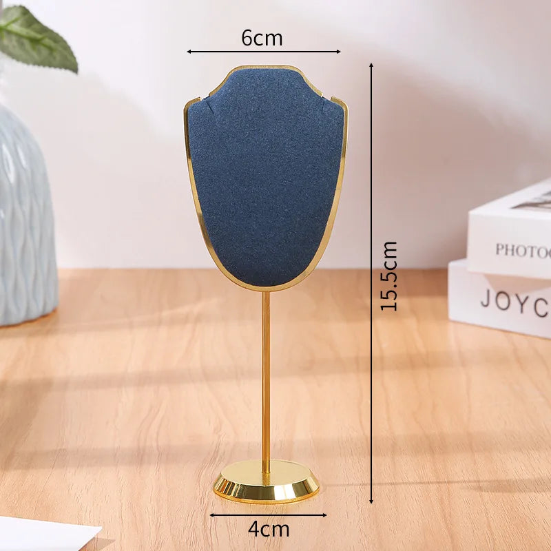 Présentoir Collier Velours Métal Doré Trompette