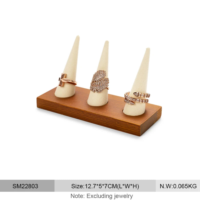 Porte Bague Bois Cône Jade Anneaux