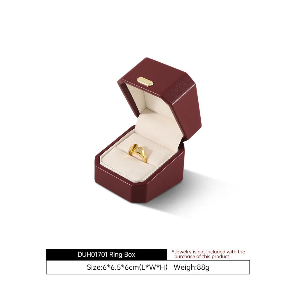Boîte Cuir Bijoux Bague Boucle Oreille Coffret Cadeau