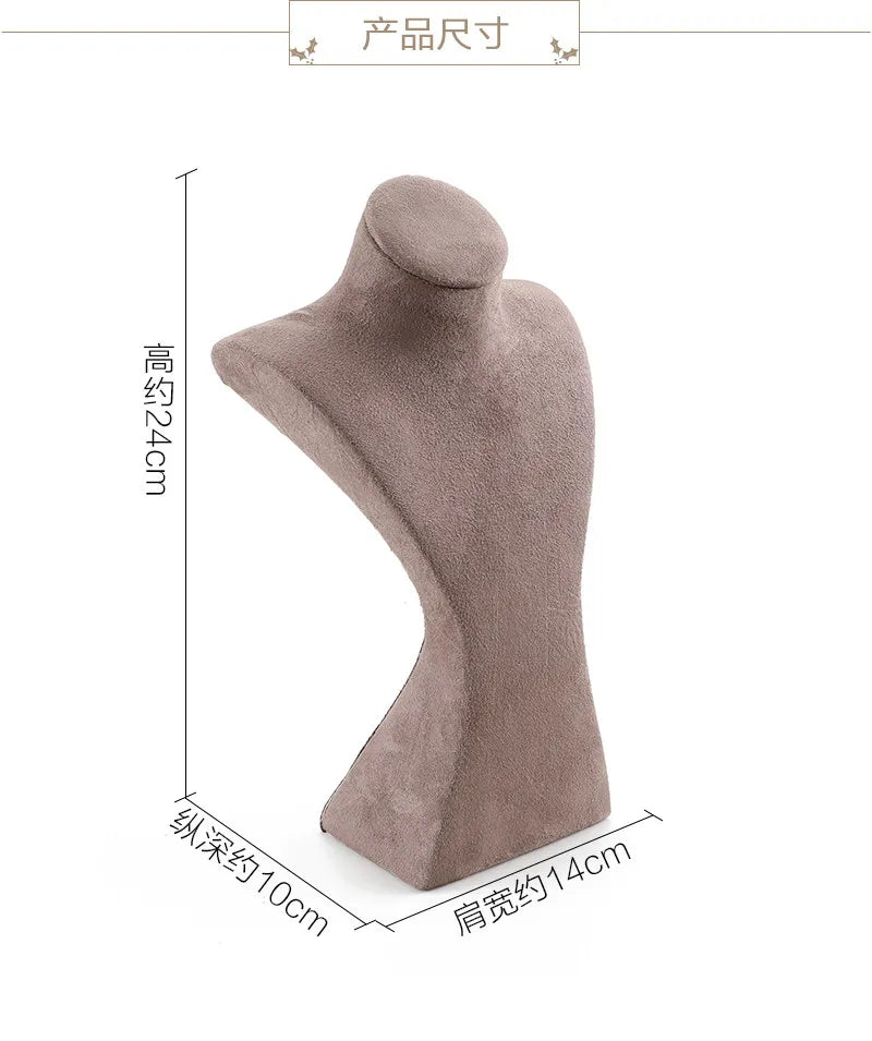 Buste Collier Velours Suédine Mannequin Vertical