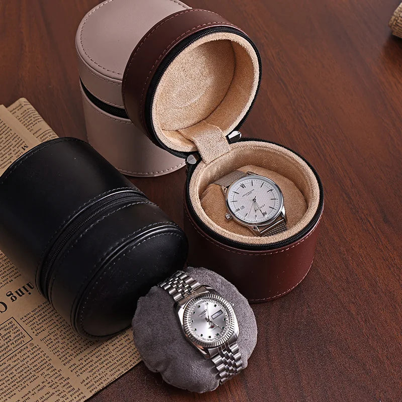 Étui Montre Cuir Voyage Zippé Compact