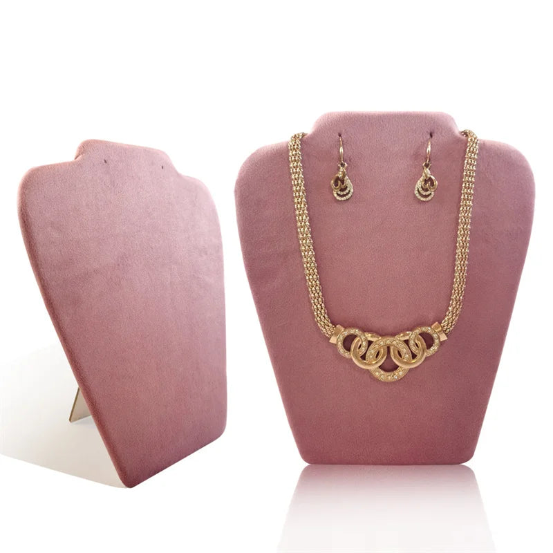 Présentoir Collier Velours Plat Rose Tendre