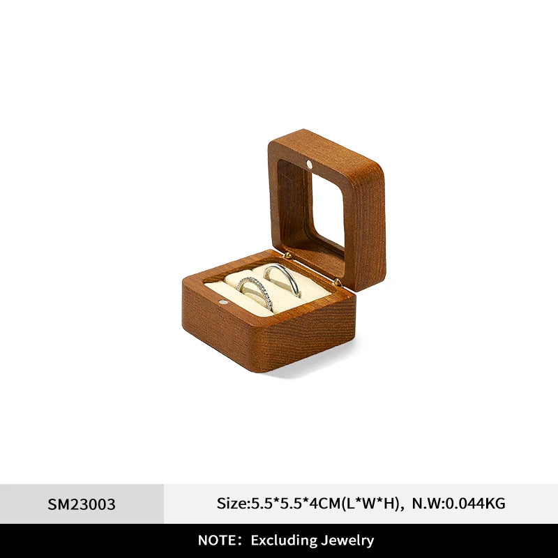 Boîte Bague Bois Fiançailles Cadeau Premium
