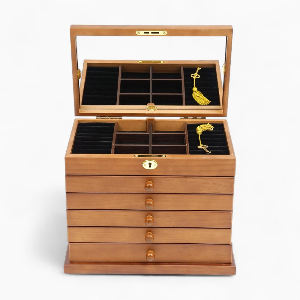 Boîte à Bijoux Bois 6 Tiroirs Professionnel