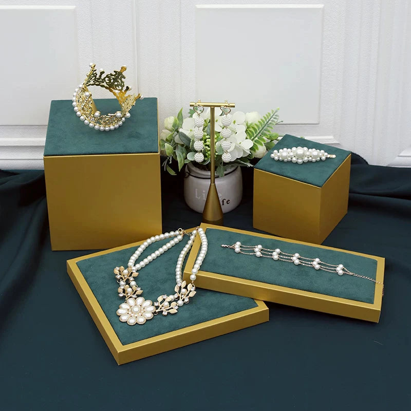Présentoir Bijoux Métal Vert Doré Modulaire