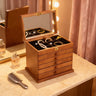 Boîte Bijoux Bois 6 Niveaux Miroir Serrure Classique