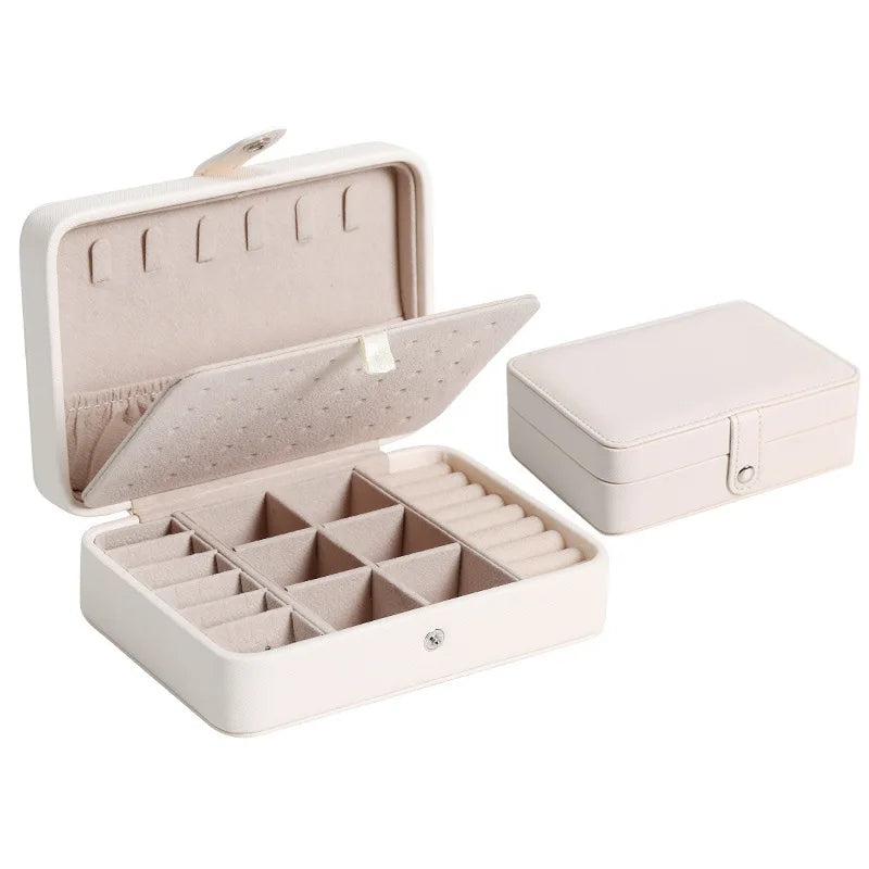 Boite Bijoux Cuir Velours Compacte 16cm