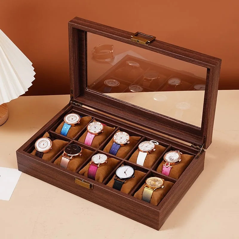 Présentoir Montre Cuir Coffre Double Rangement