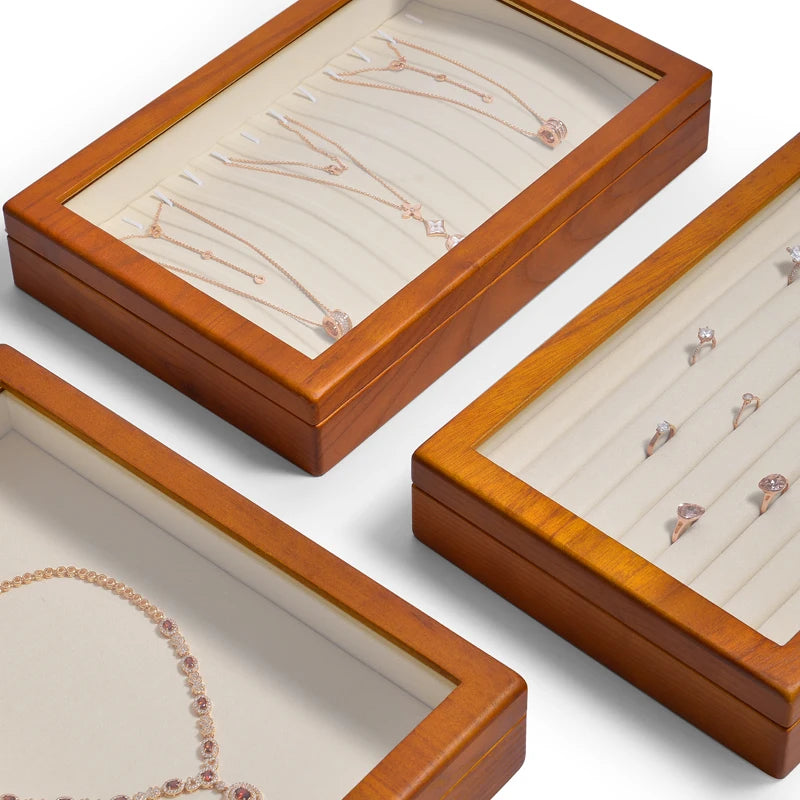 Boite Bijoux Bois Rétro Multi Bagues Colliers Vitrine