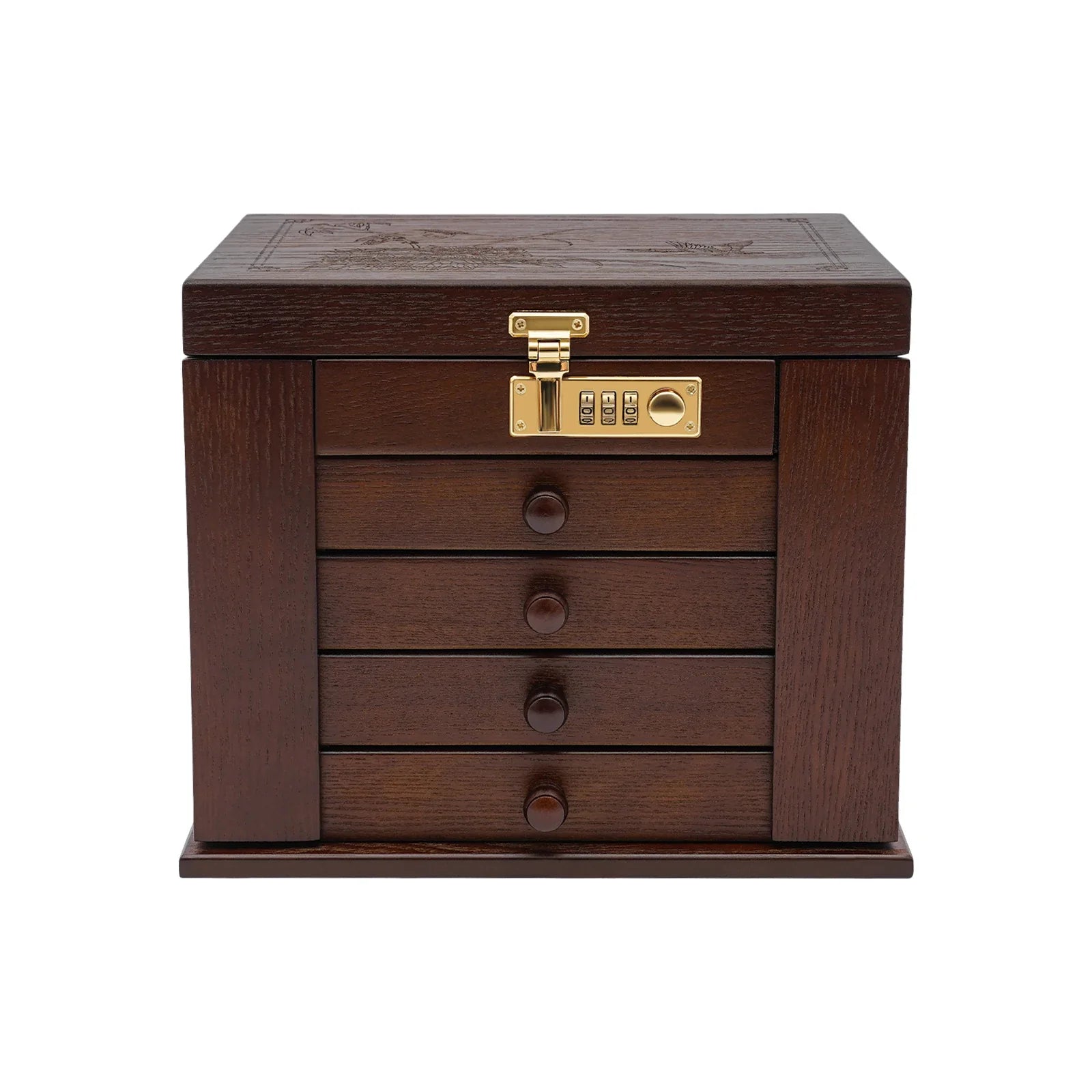 Boite Bijoux Bois Noyer Velours Grand Format