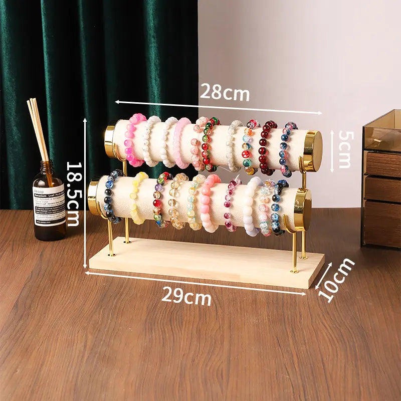 Présentoir Bois Doré Niveaux Montre Collier