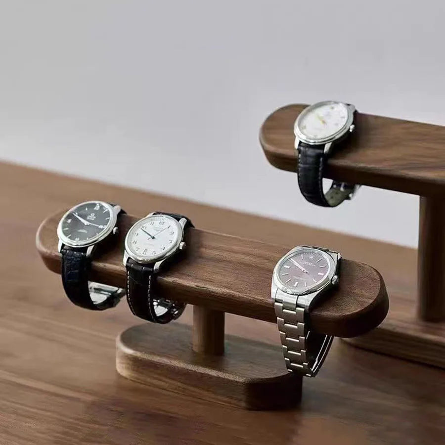 Support Présentoir Montre Bois Noyer Élégant