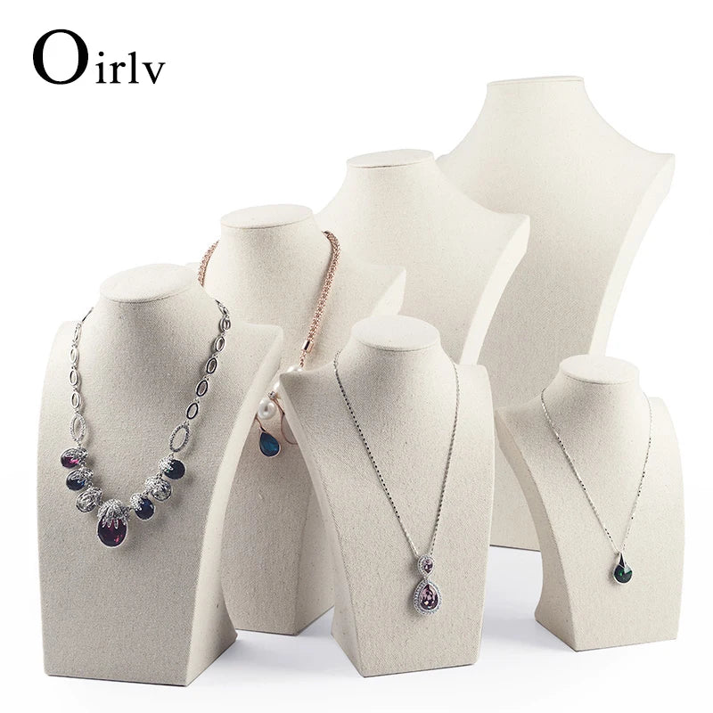 Buste Collier Coton Beige Mannequin Vitrine
