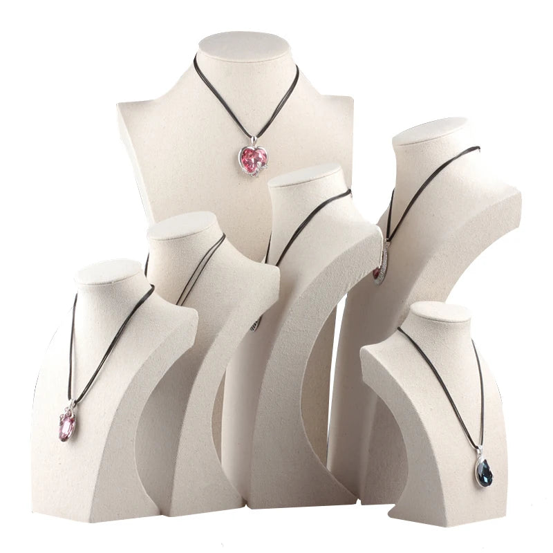 Buste Collier Coton Beige Mannequin Vitrine