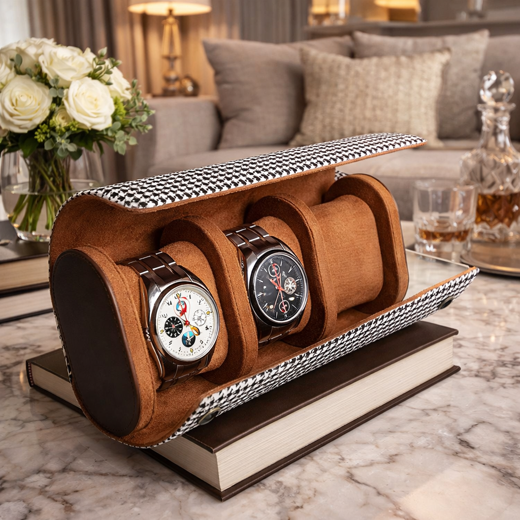 Étui Montre Voyage Rayé Coton Watch Roll