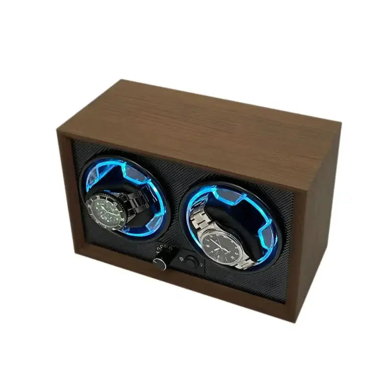 Remontoir Montre Bois Vintage Marron Noir 2 Places