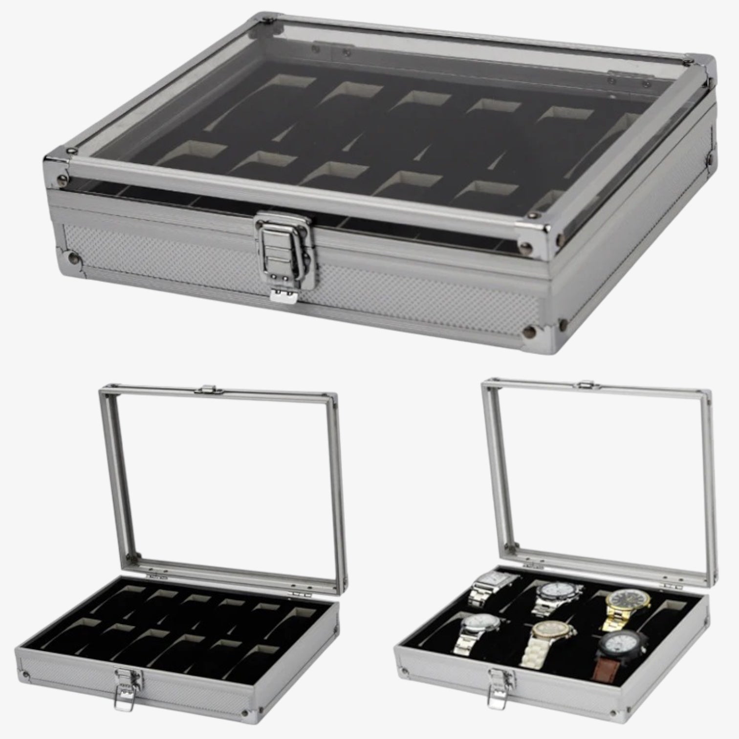 Coffret Montres Métal Aluminium 6 10 12 Places