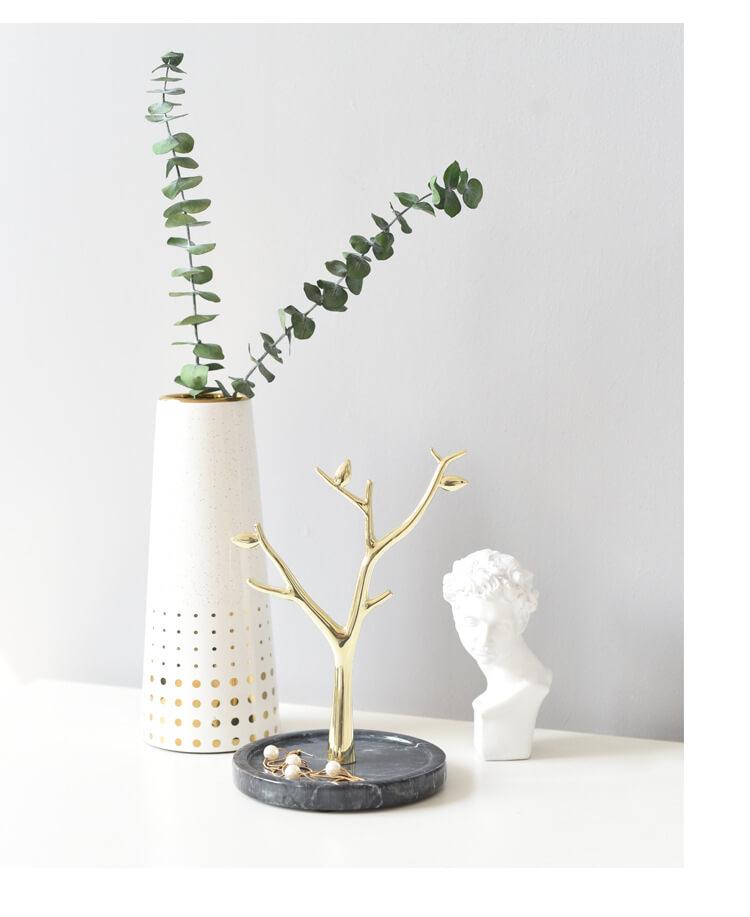 Porte Bijoux Marbre Arbre Métal Élégant