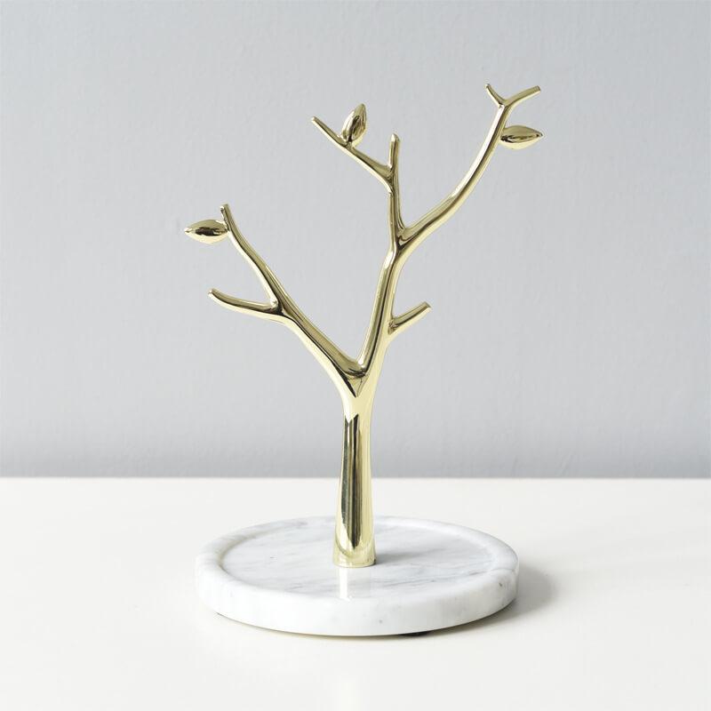 Porte Bijoux Marbre Arbre Métal Élégant