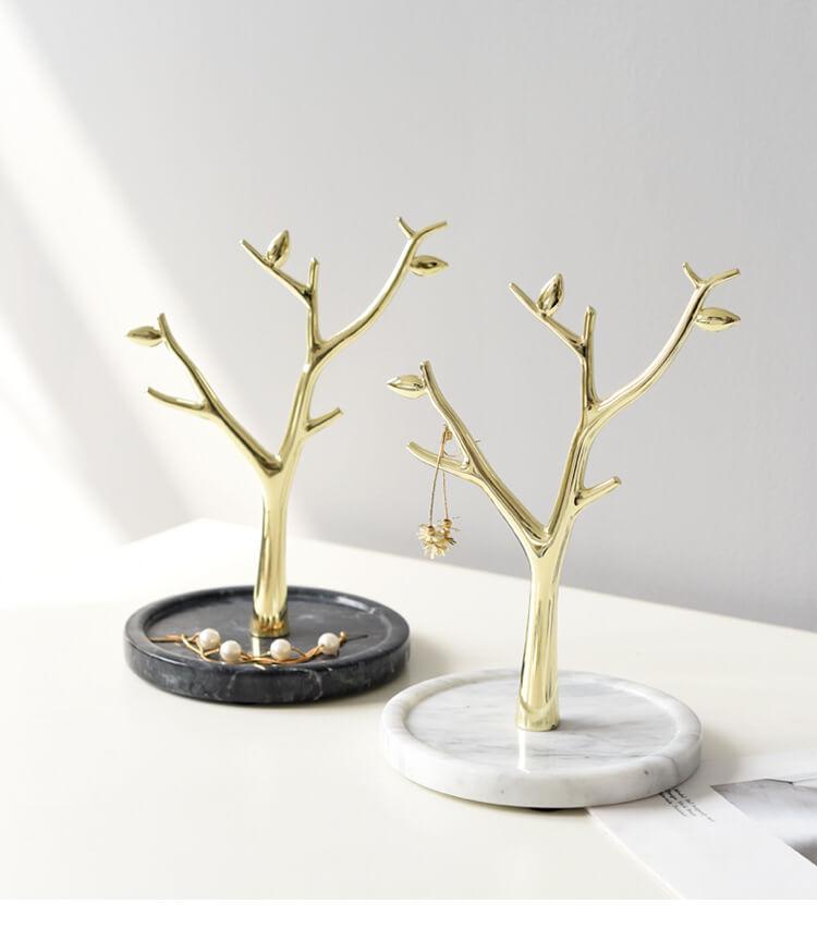 Porte Bijoux Marbre Arbre Métal Élégant
