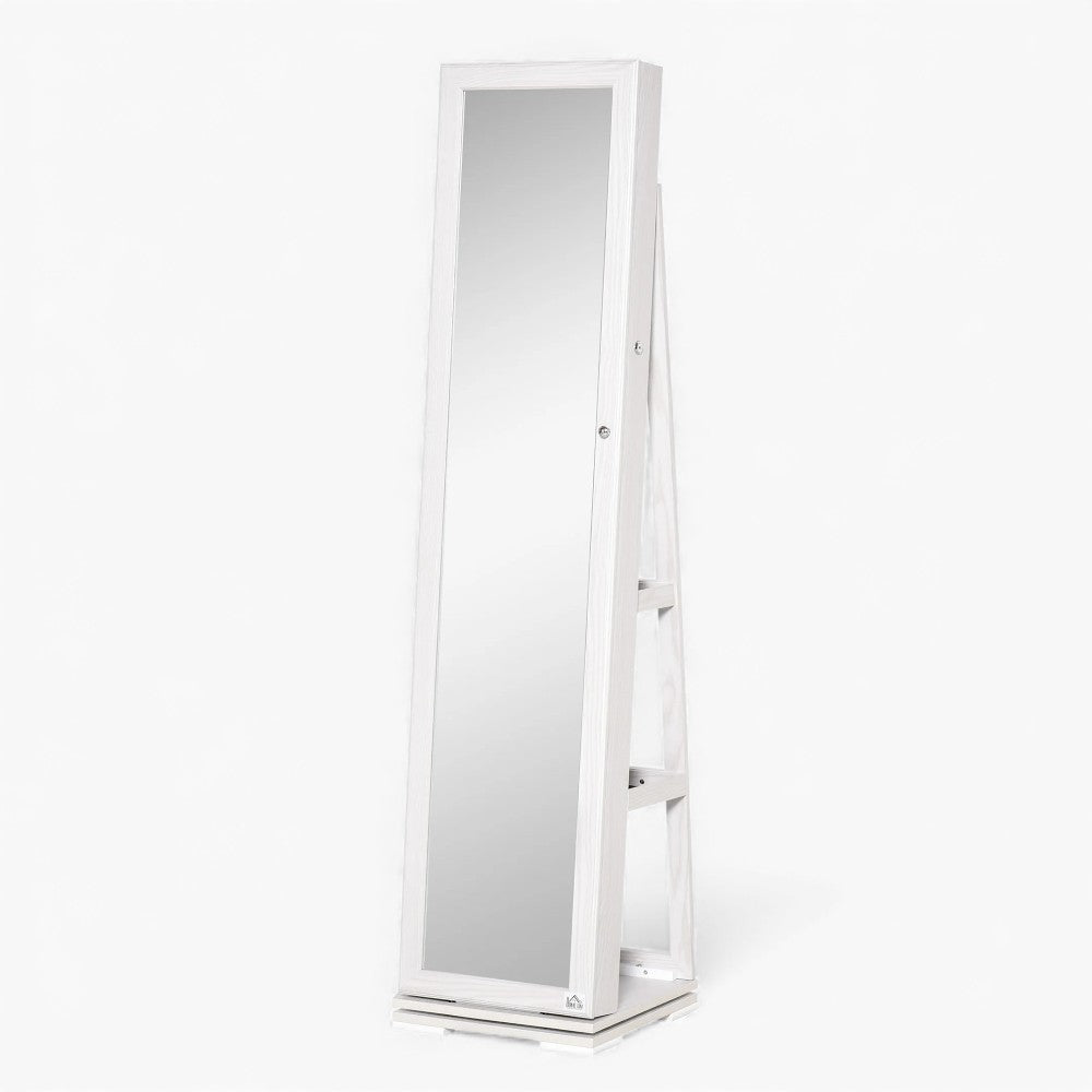 Armoire Bijoux Bois Blanc Miroir Rotatif