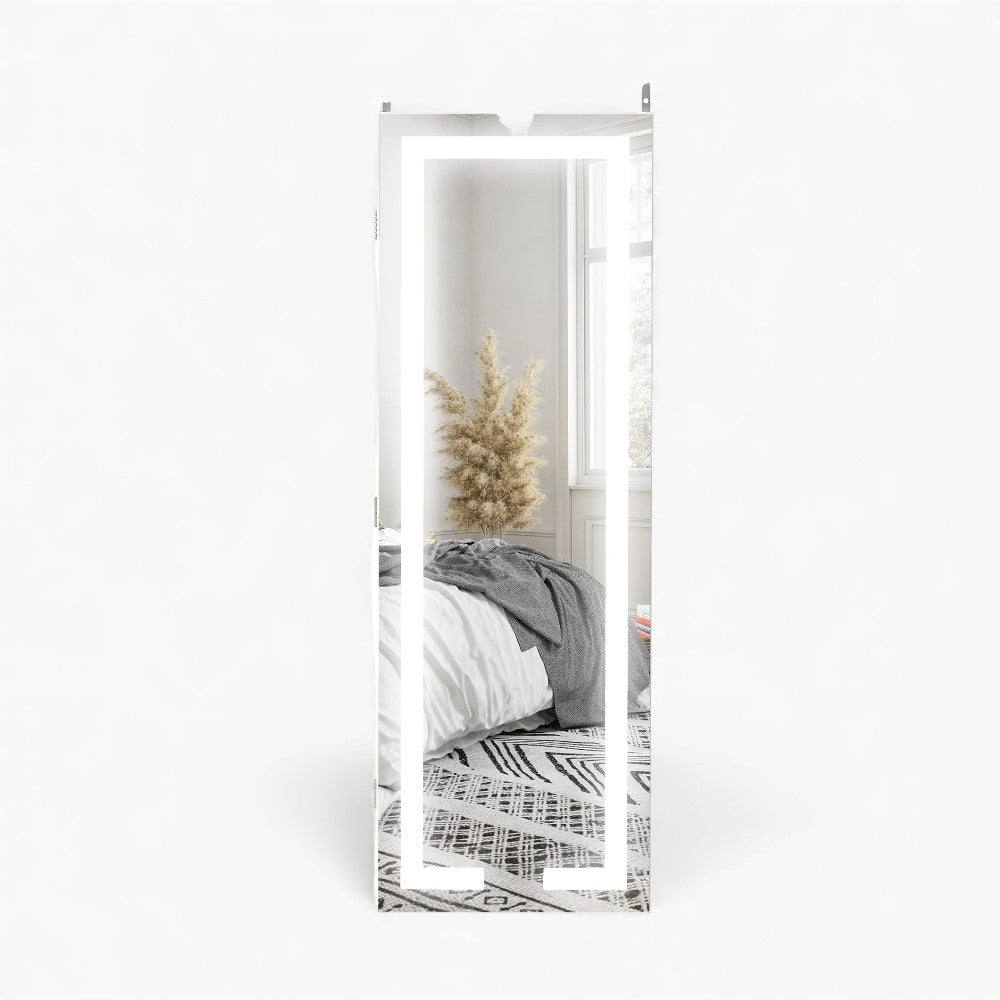 Armoire Bijoux Murale Bois Blanc LED Miroir