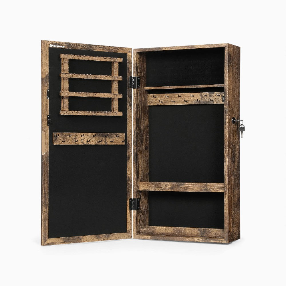 Armoire Bijoux Murale Bois Foncé Miroir
