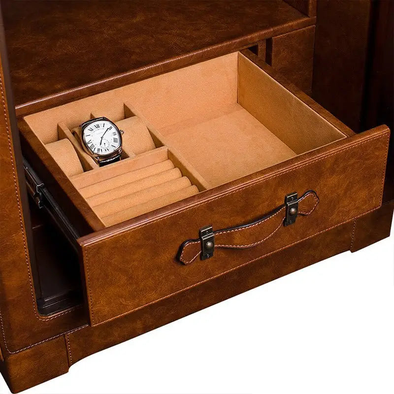 Coffre Fort Remontoir 6 Montres Cuir Sécurisé