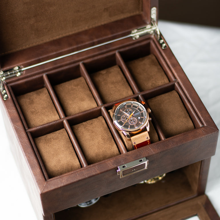 Remontoir Coffret Cuir 8 Montres Automatiques Deluxe