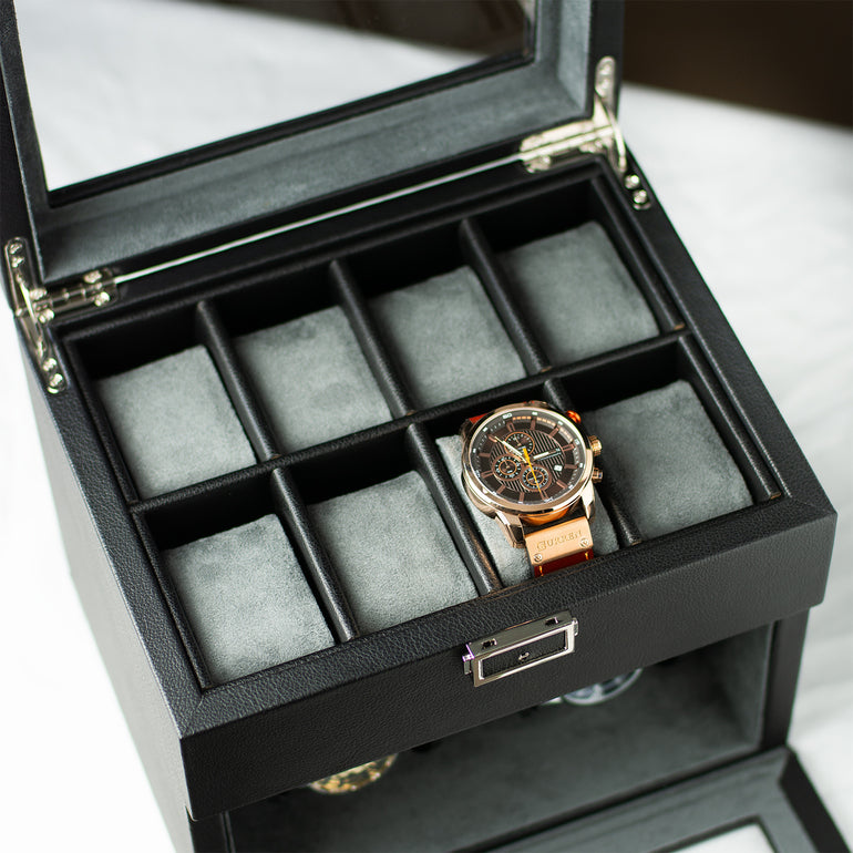 Remontoir Coffret Bois Double Montre Garde Temps