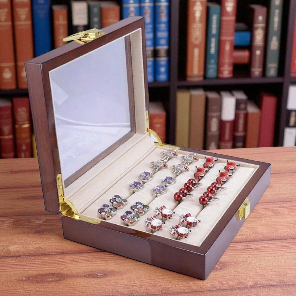 Boîte à Bijoux Bois Vitrine Chêne Foncé
