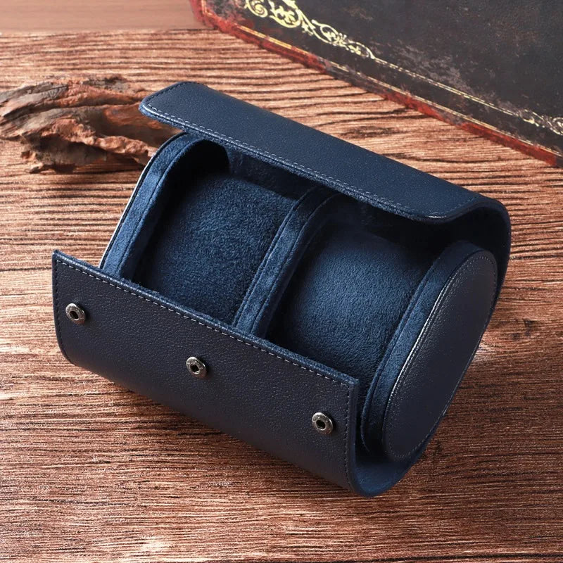 Étui Montre Cuir Vintage Bleu 1 2 3 Places