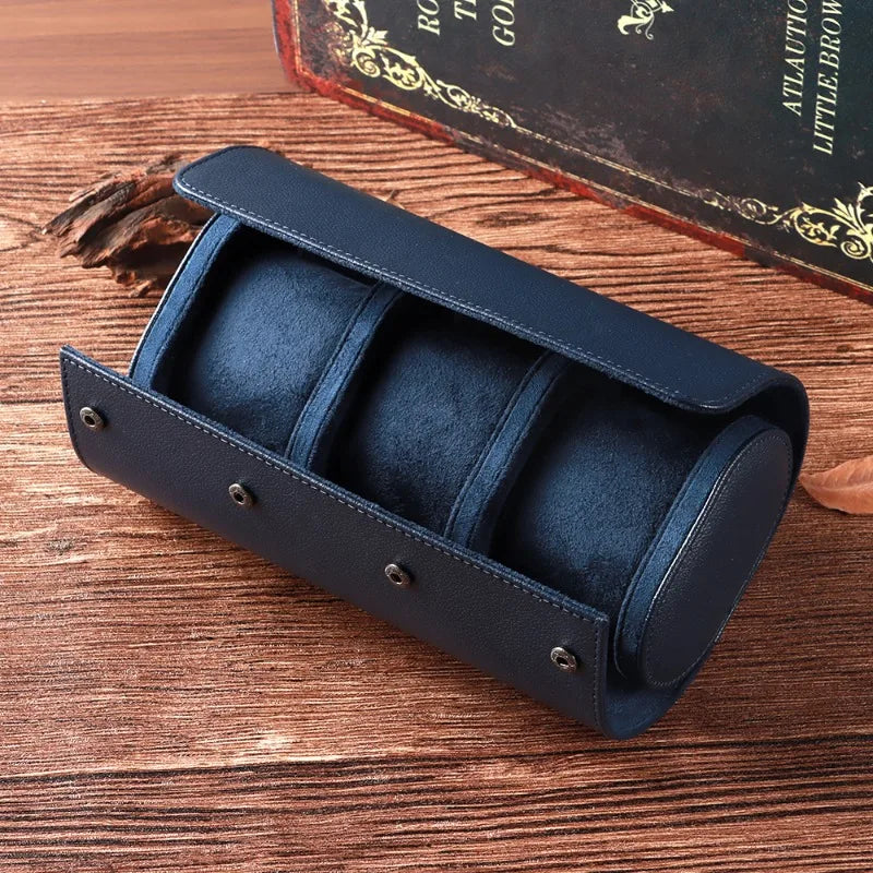 Étui Montre Cuir Vintage Bleu 1 2 3 Places