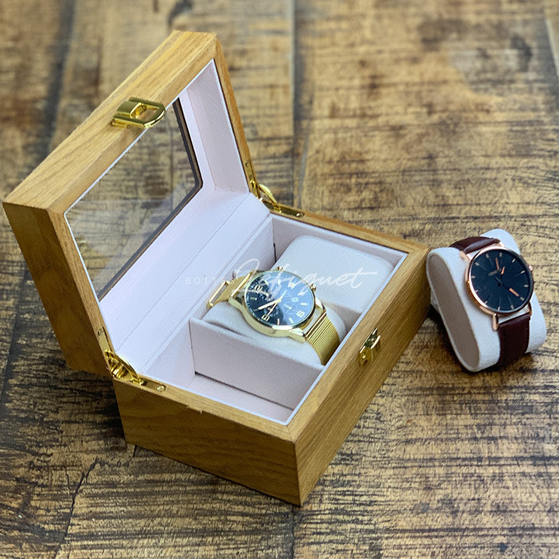 Boîte Montre Bois Verre 3 Places Luxe
