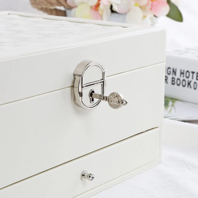 Boîte Bijoux Velours Tendance Miroir Serrure